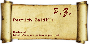 Petrich Zalán névjegykártya